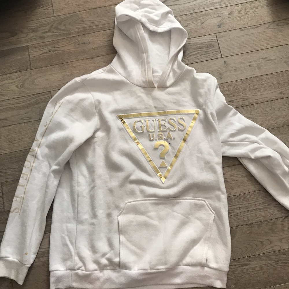 Gold guess hoodie sweatshirt men’s large